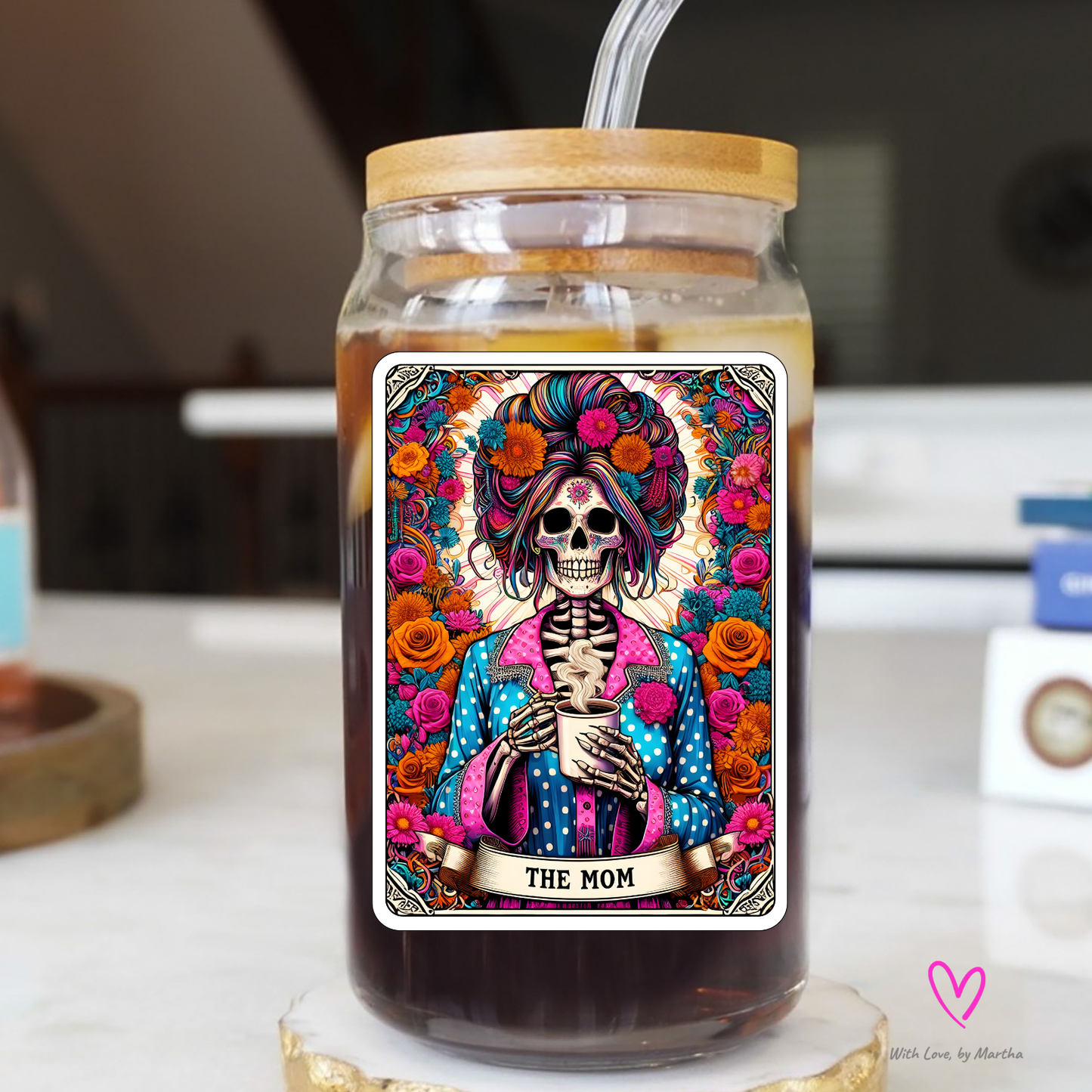 "The Mom" Tarot card Glass cup 16oz