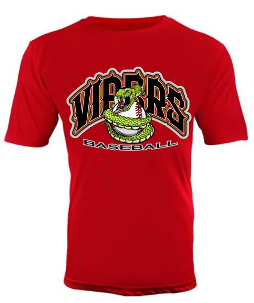 Vipers Baseball  T-shirt (Adult)  [Front only]