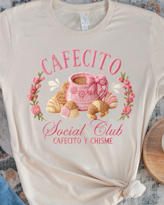 Cafecito Social Club (faux embroidery design) T-Shirt