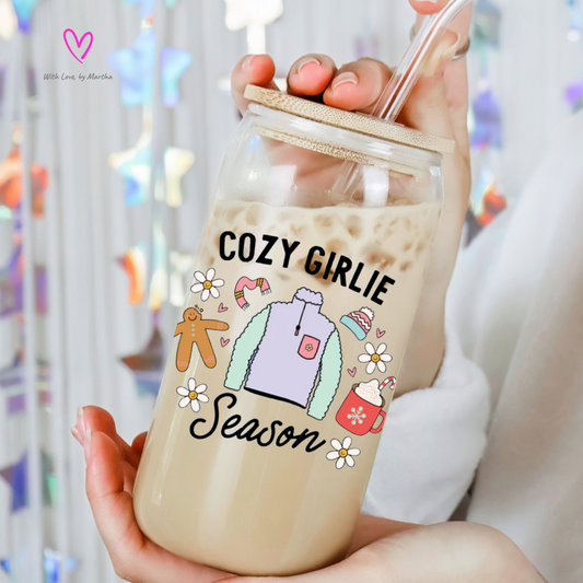 Cozy girlie season Glass Cup 16oz