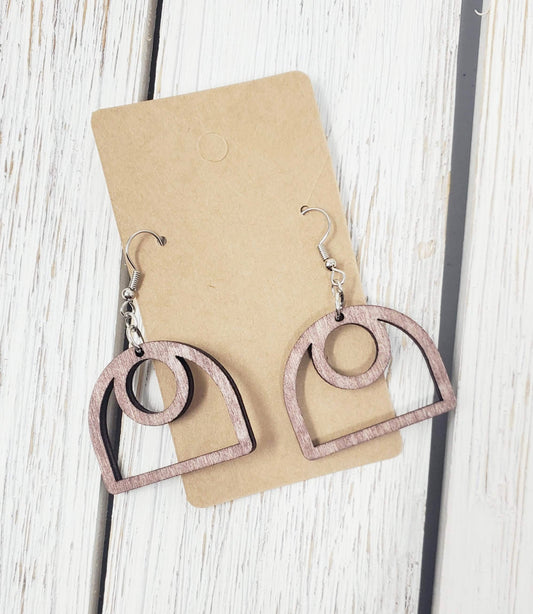 Wood curve shape earrings