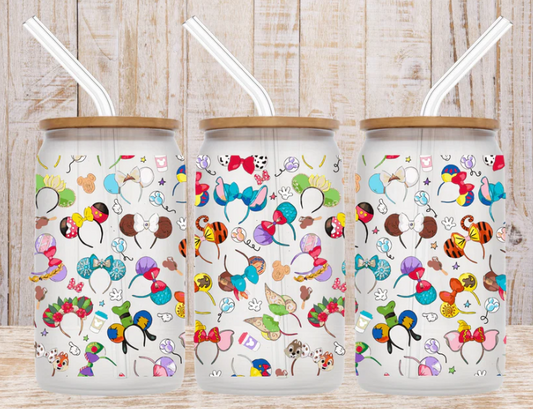 Disney ears Glass cup 16oz