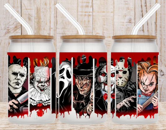 Halloween Villains Glass Can 16oz