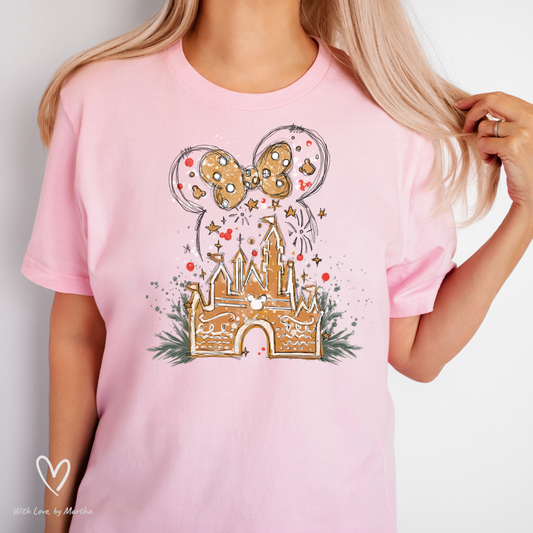 Gingerbread Christmas Magical Castle Crewneck T-Shirt