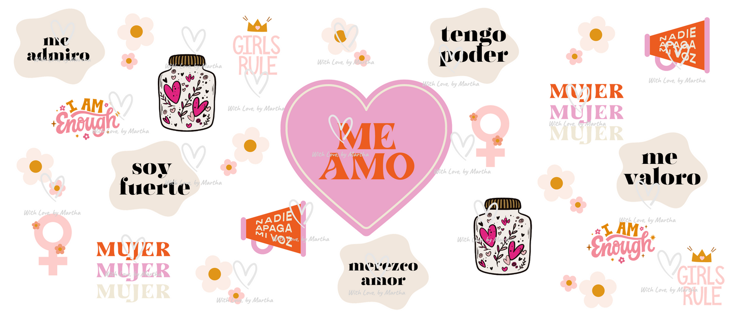 Amor Propio Self Love Spanish Affirmation 16oz Libbey Glass Can Wrap PNG- Digital Download