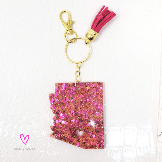 "Passionfruit" Glitter Arizona shape keychain