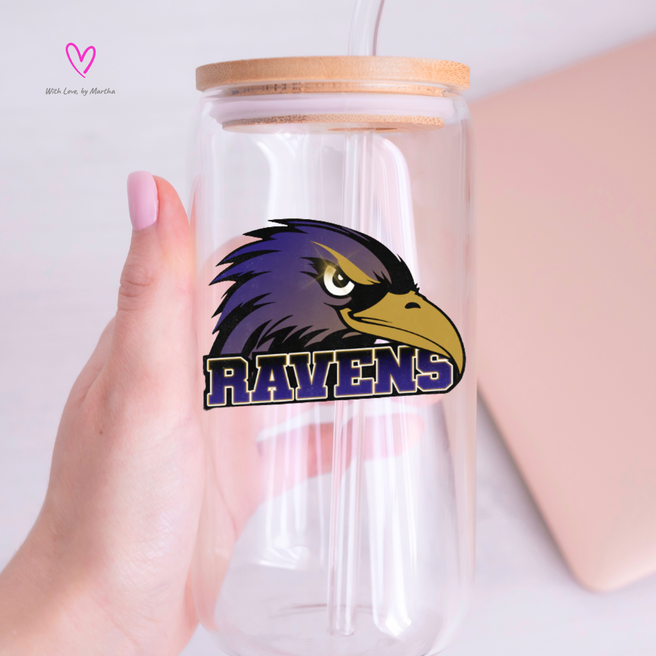 Ravens glass cup 16oz