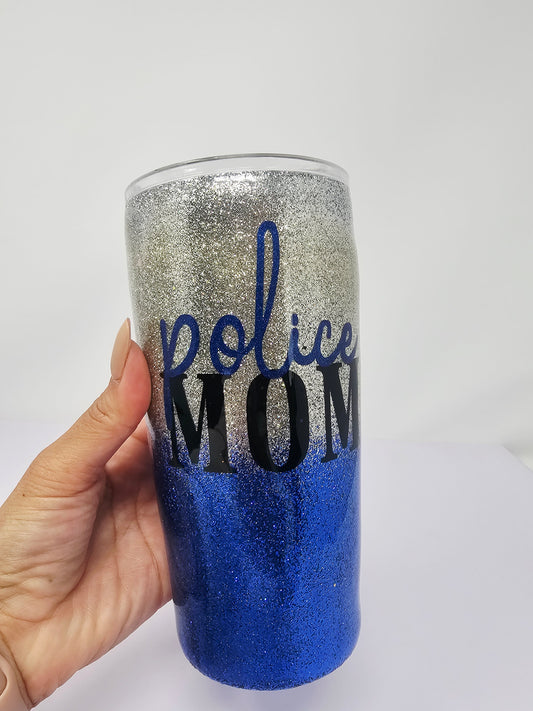 Police Mom 19oz glitter cup