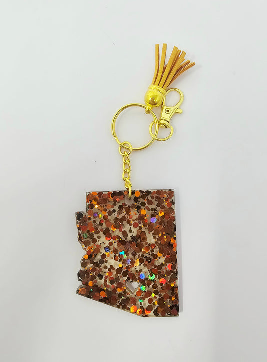 Brown Fallcolors 🍁🧡 Glitter Arizona shape keychain
