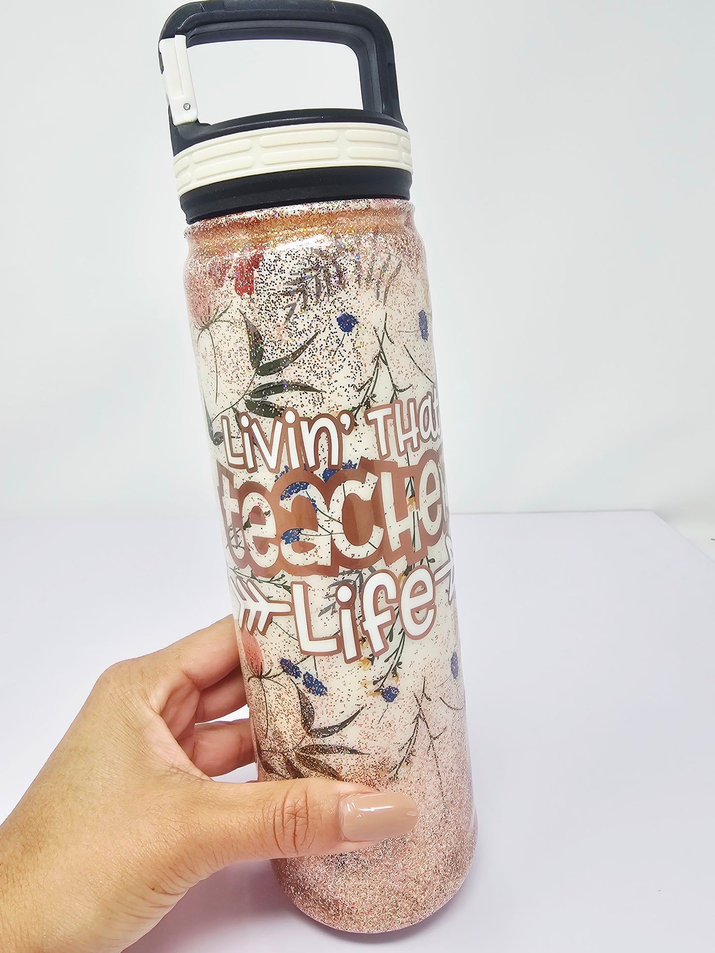 Livin' the Teacher Life 30oz glitter cup
