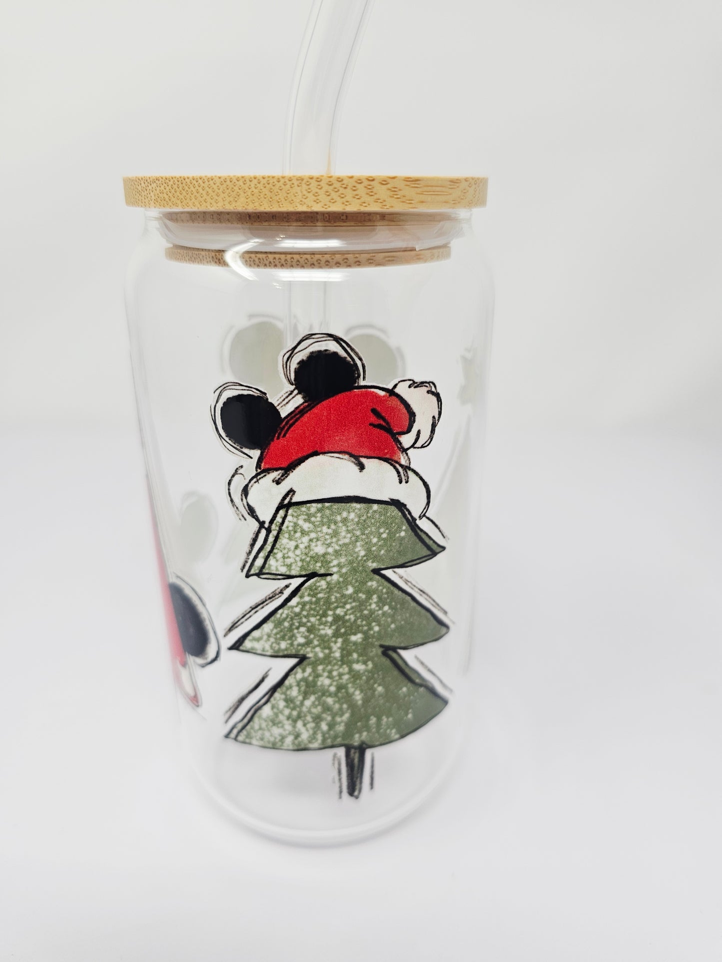 Christmas magical mouse trees glass cup 16oz