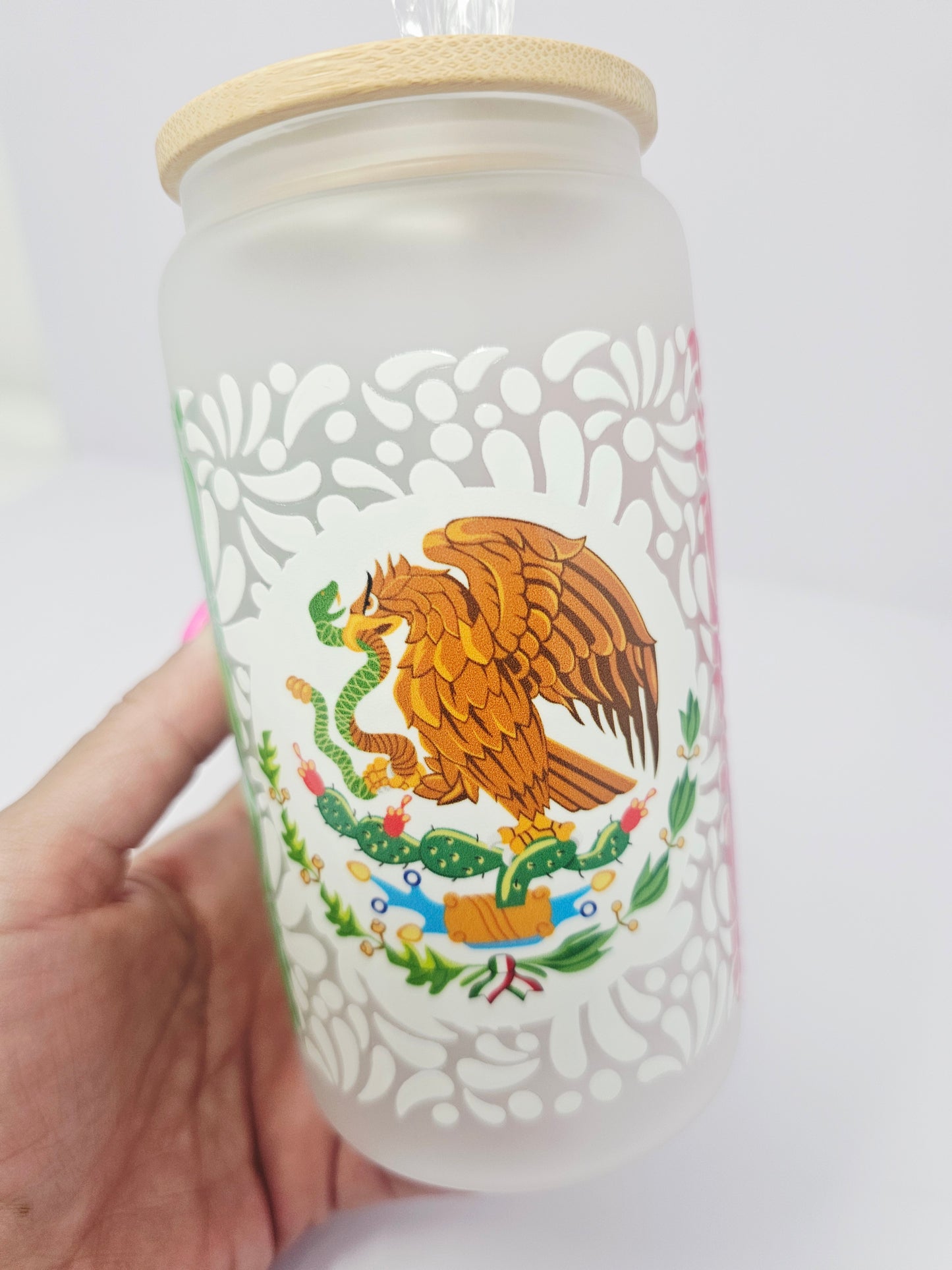 Mexico Talavera Glass cup 16oz