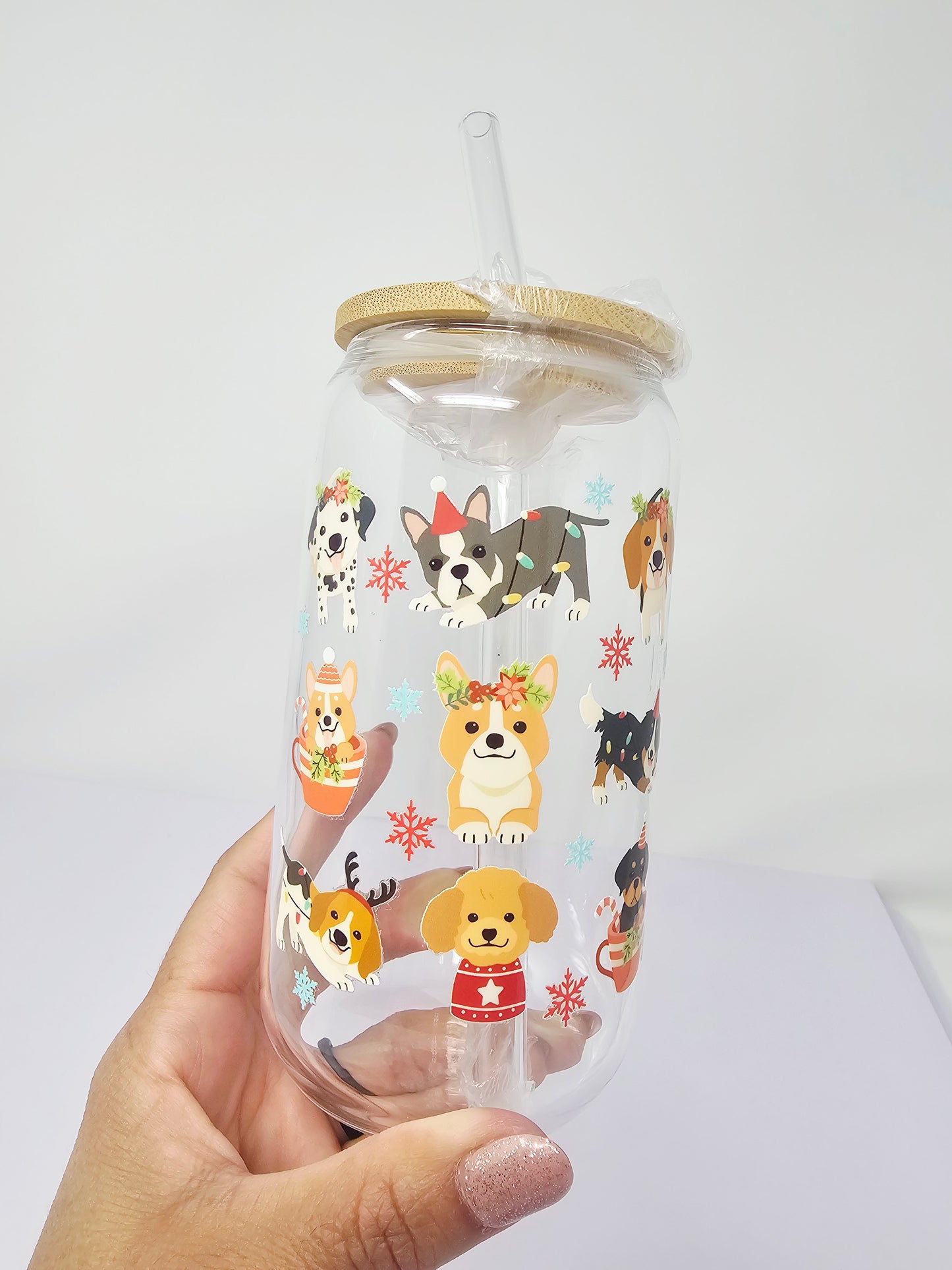 Christmas dogs Glass Cup 16oz