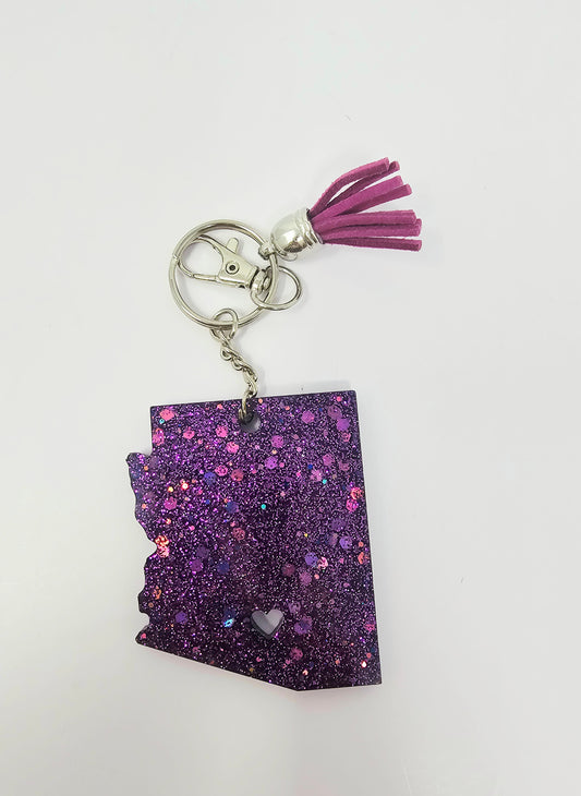 Violet Glitter Arizona shape keychain