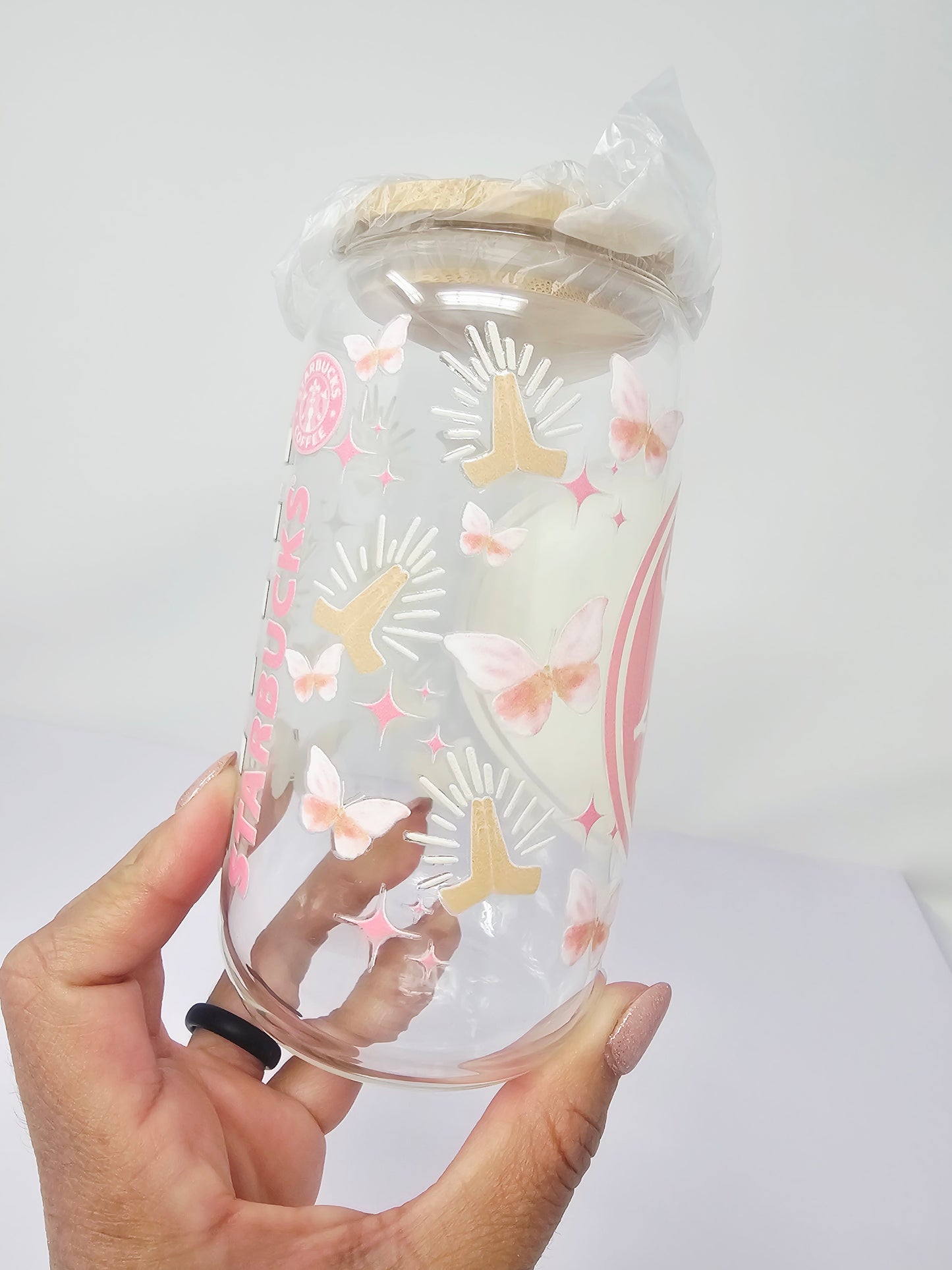 Cafecito y Jesusito Glass cup 16oz