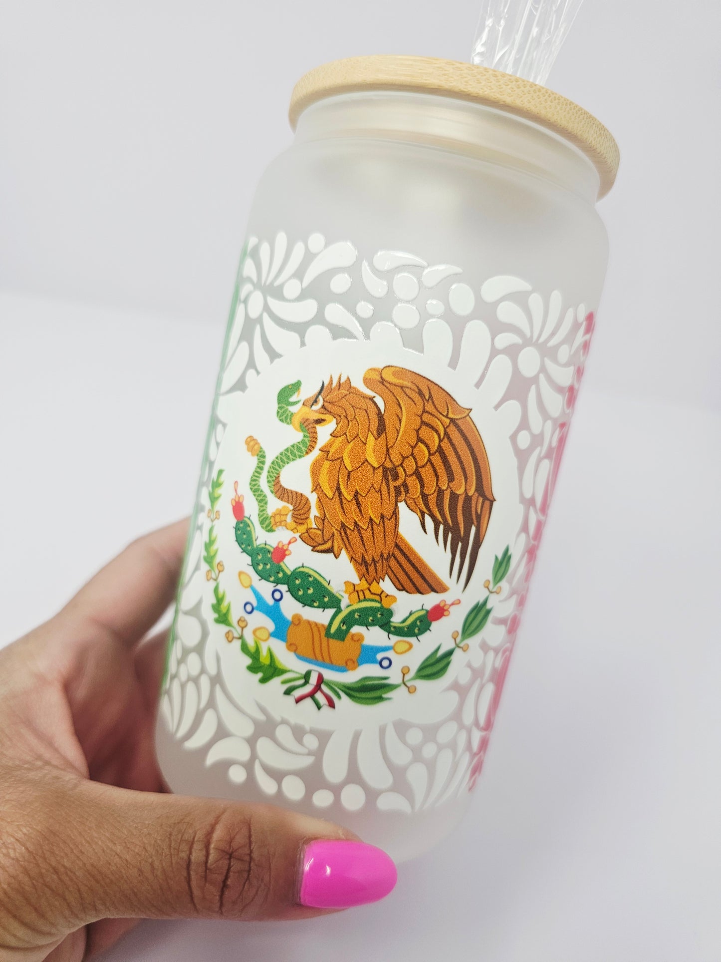 Mexico Talavera Glass cup 16oz