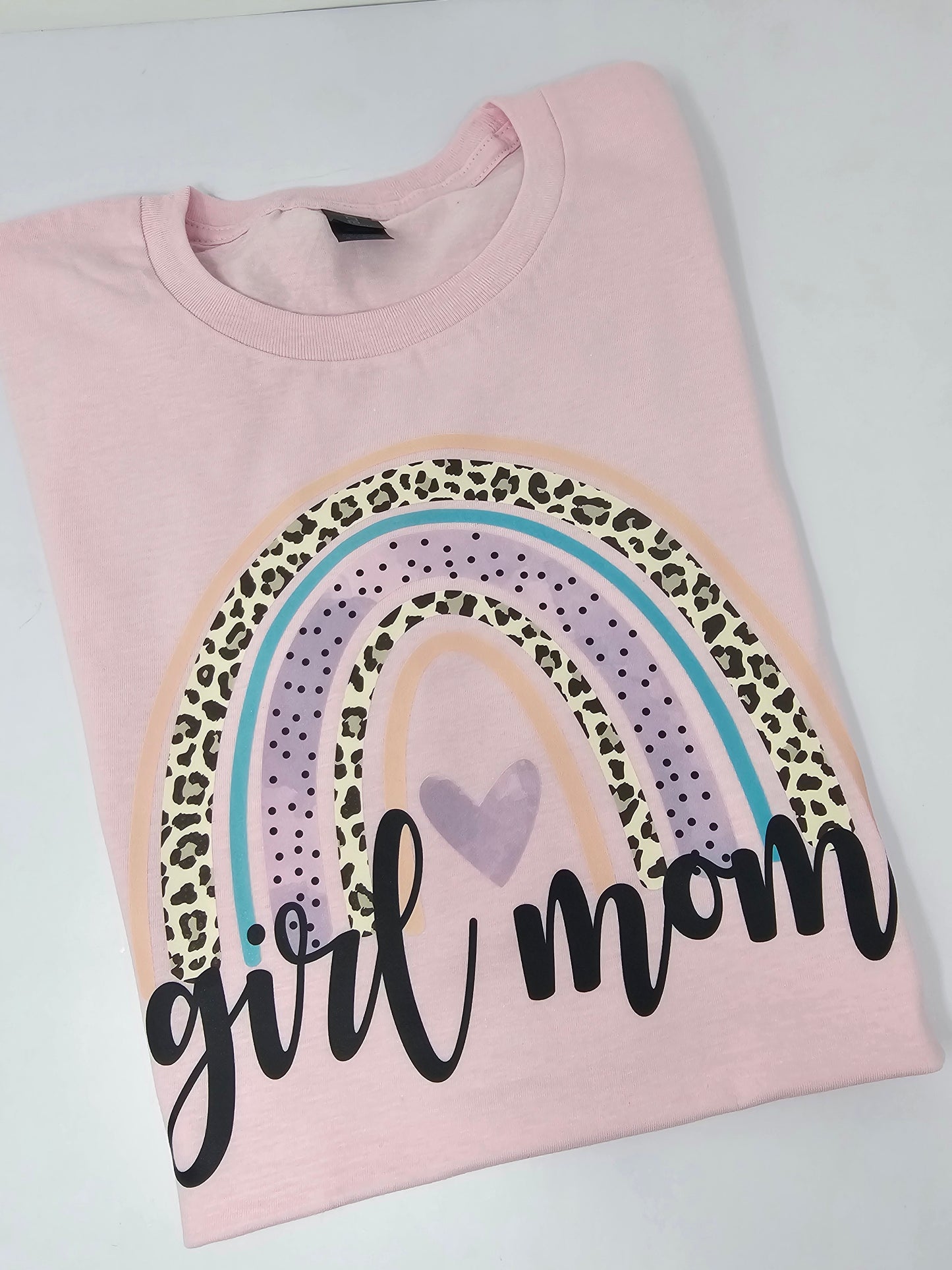 Girl Mom leopard rainbow T-Shirt