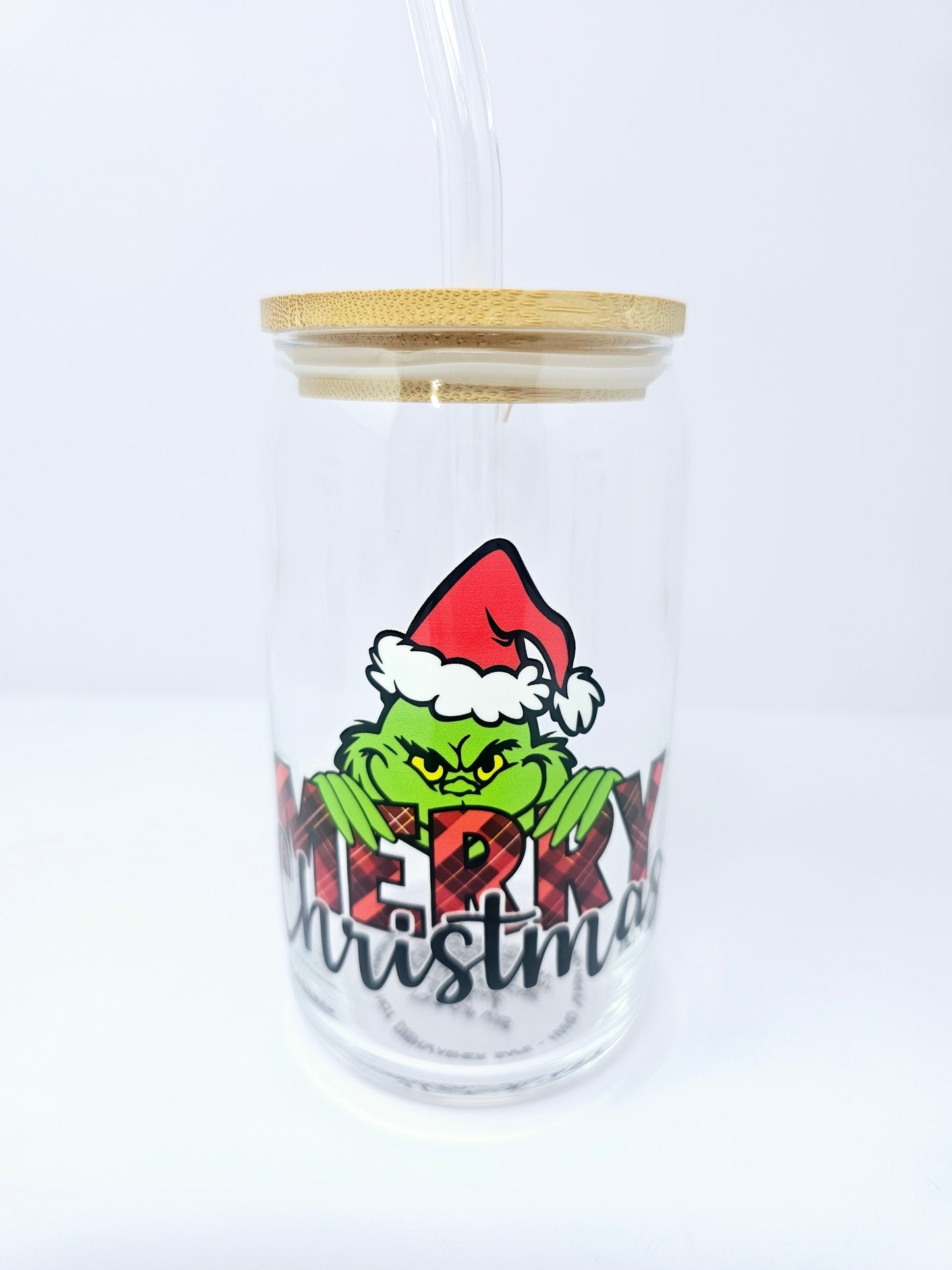 Merry Grinch Christmas Glass Cup 16oz