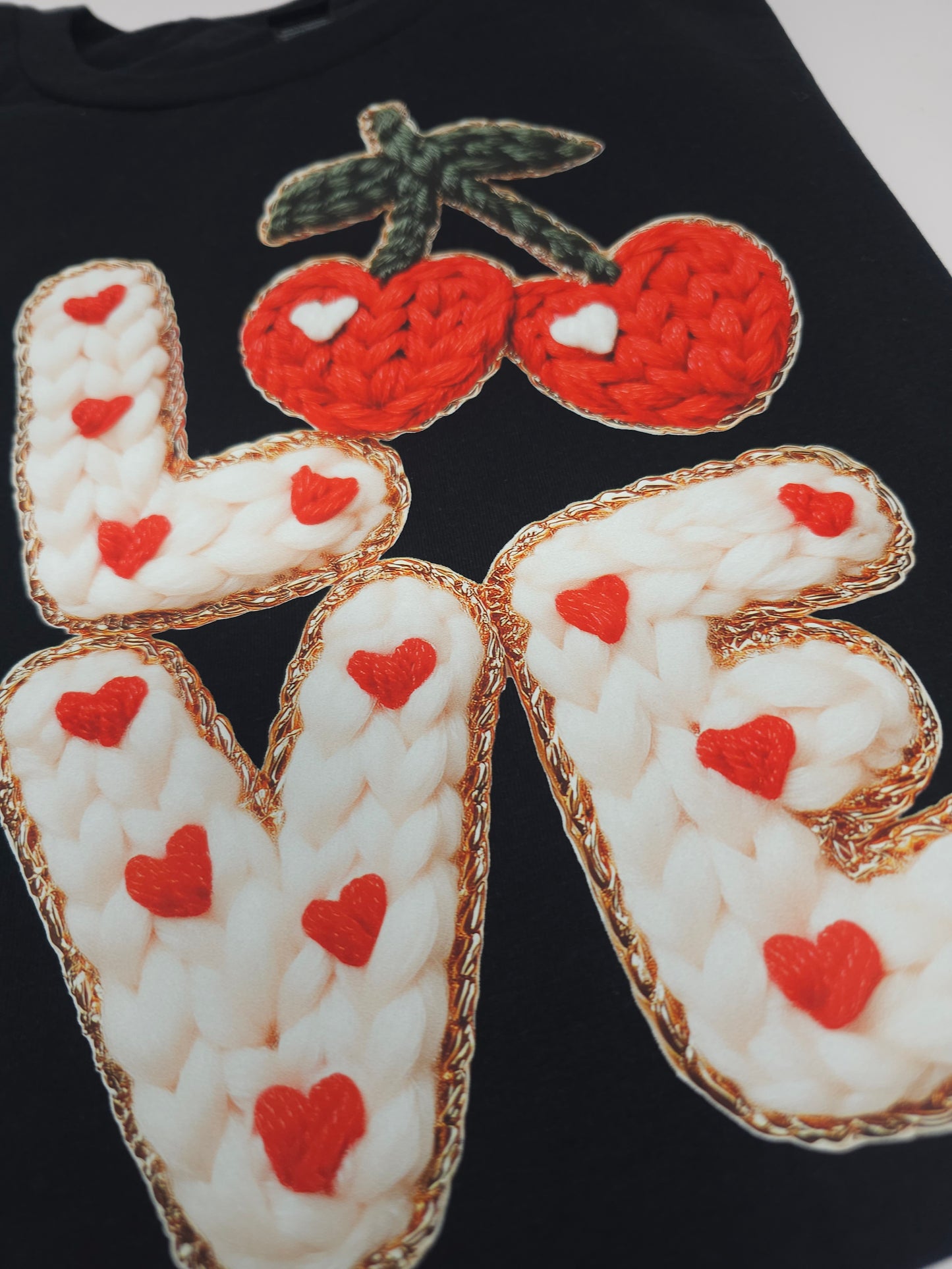 LOVE cherries (faux embroidery design) T-Shirt
