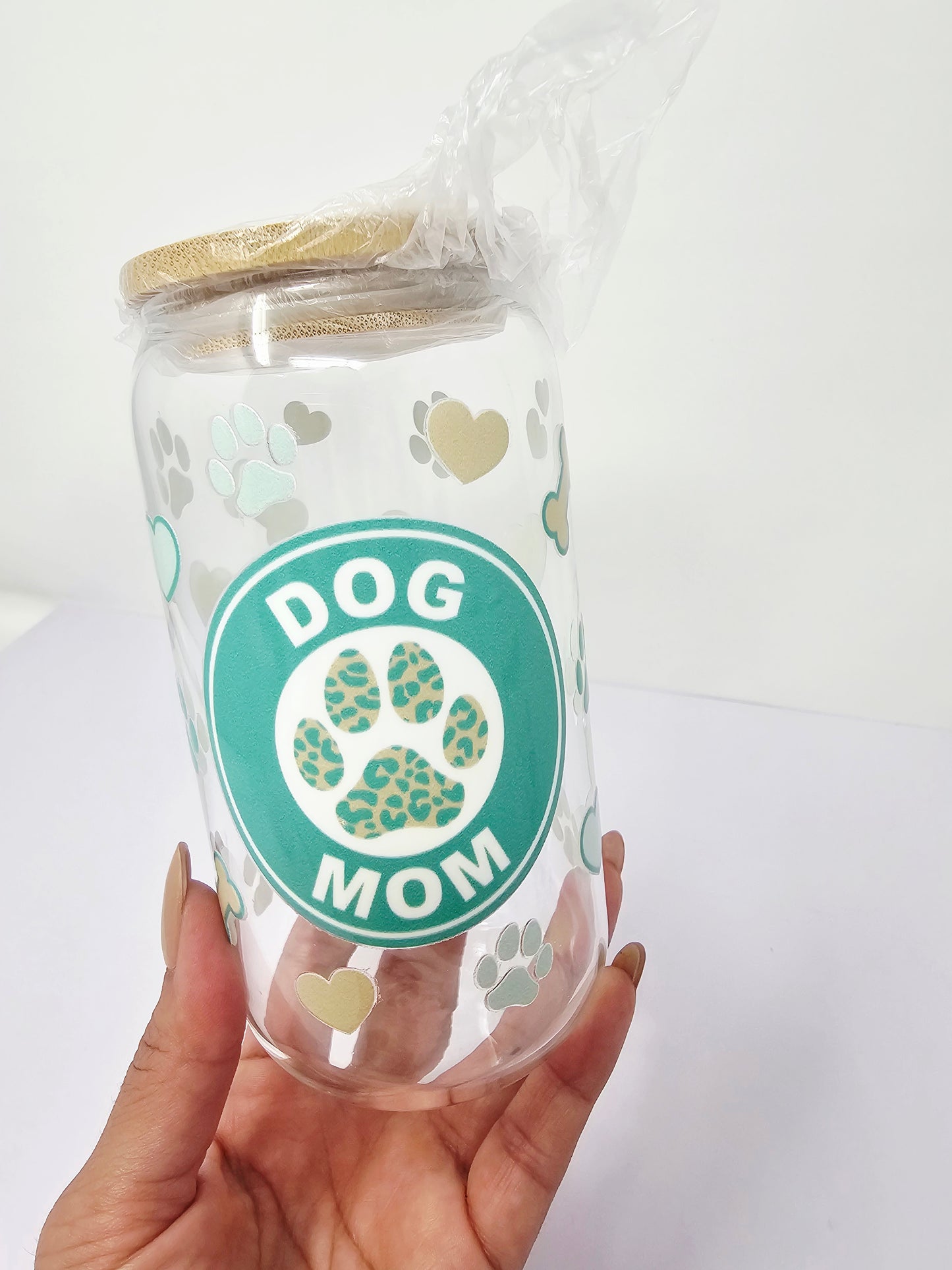 Dog Mom Glass cup 16oz