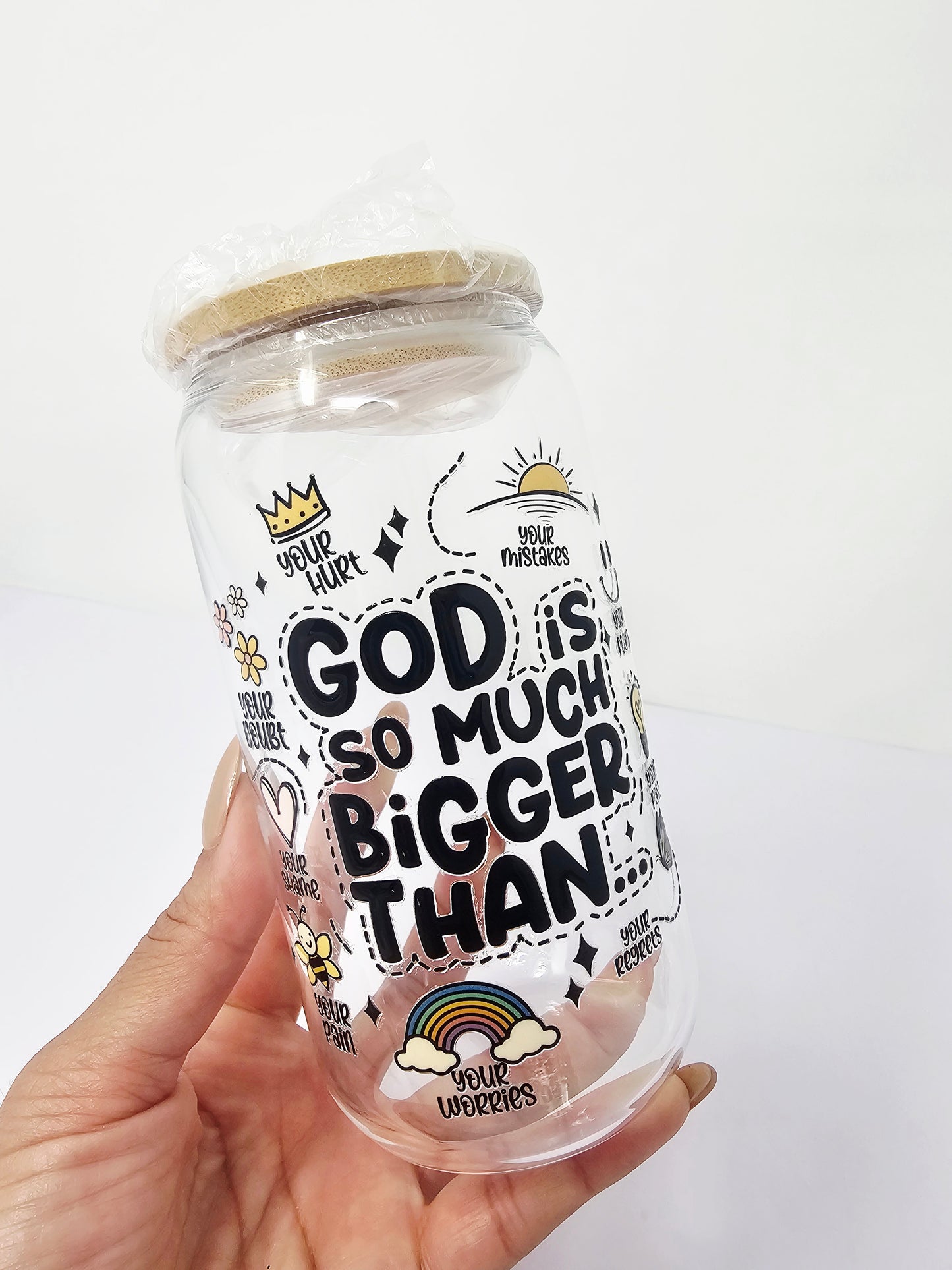 God is so much bigger Glass cup 16oz