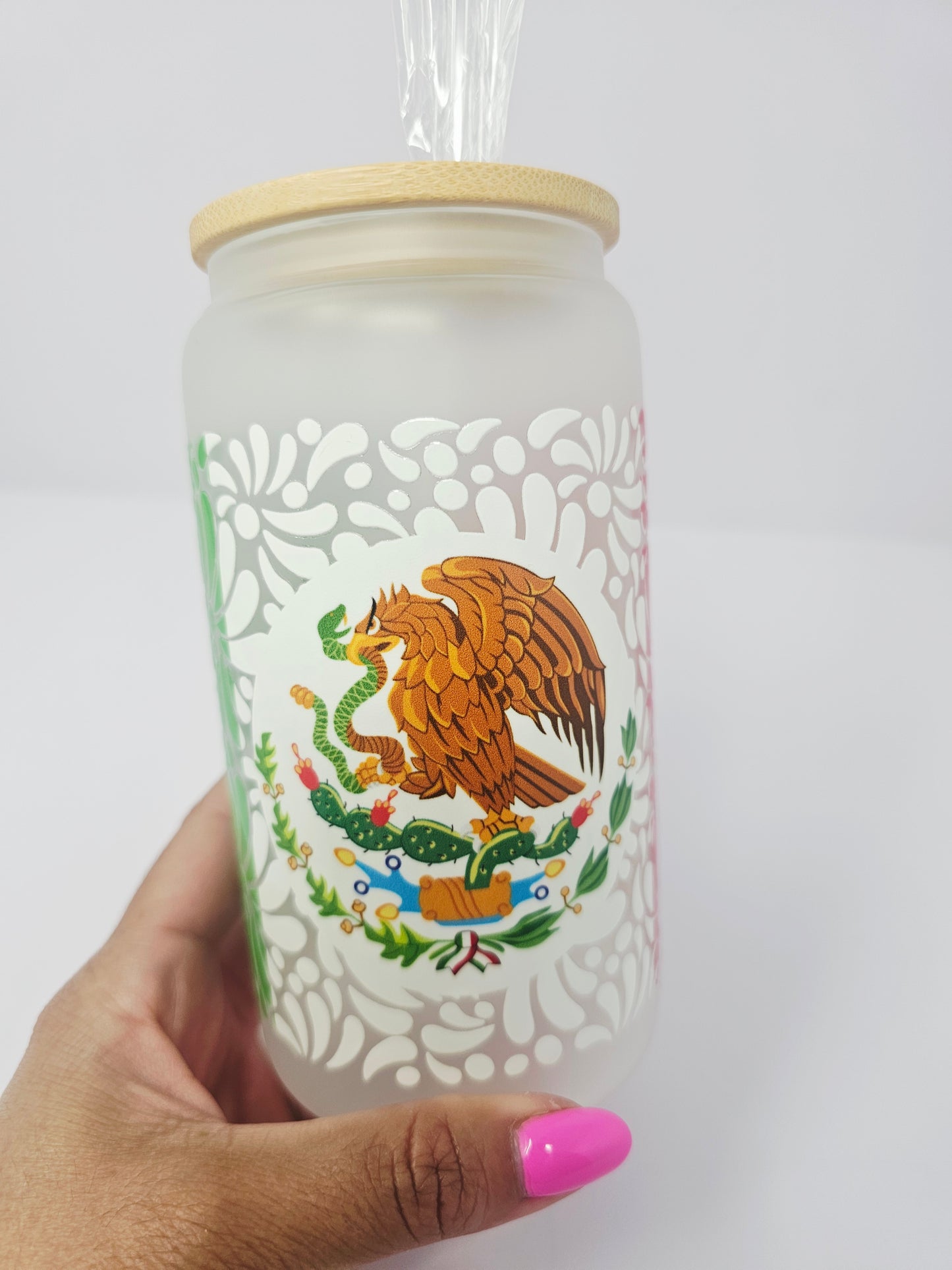 Mexico Talavera Glass cup 16oz