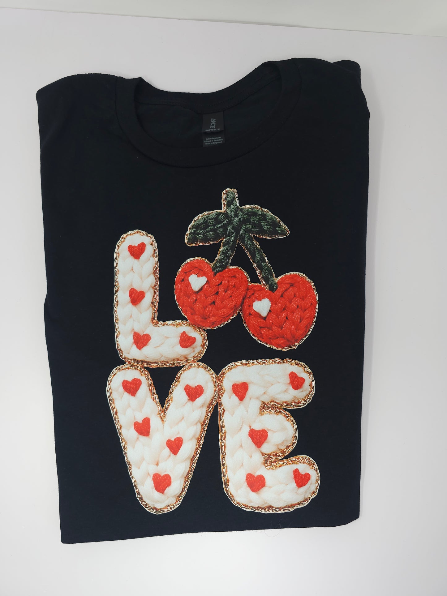 LOVE cherries (faux embroidery design) T-Shirt
