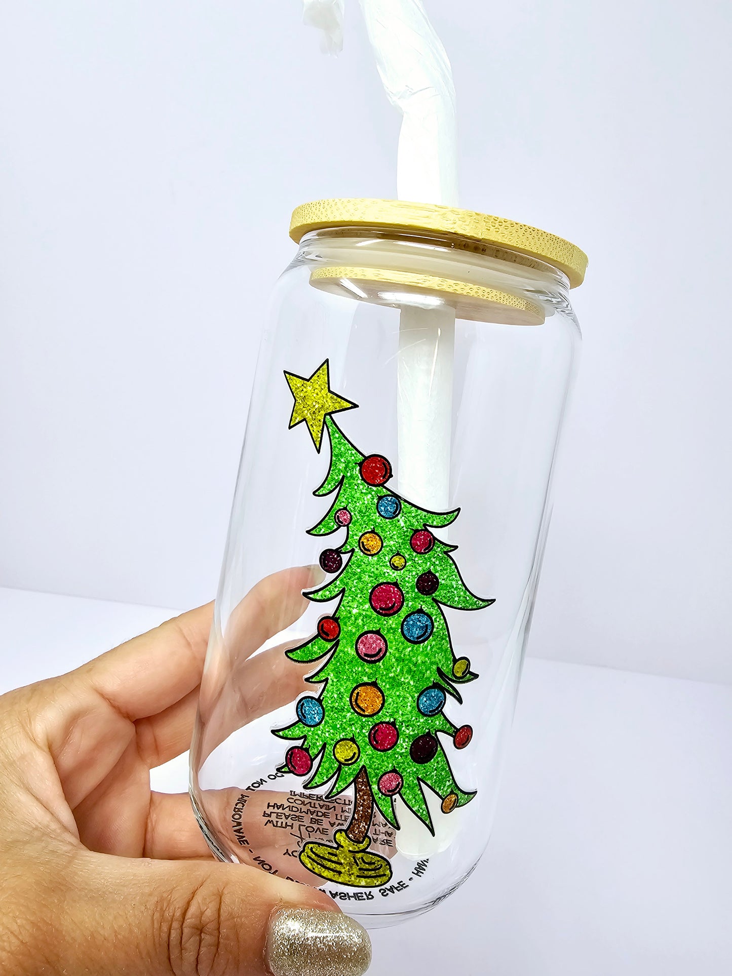 Leaning Christmas tree glittery dr seuss Glass Cup 16oz