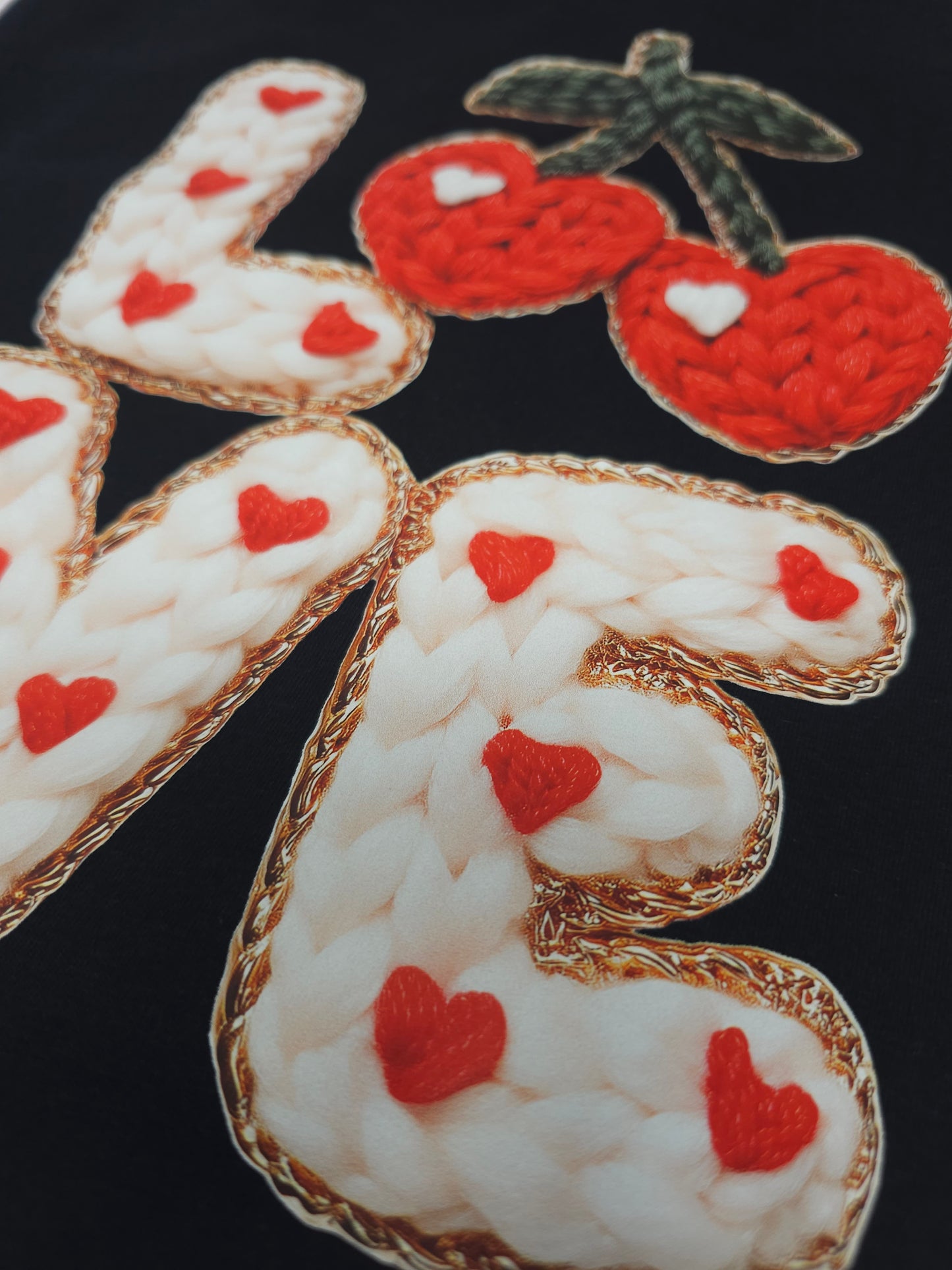 LOVE cherries (faux embroidery design) T-Shirt