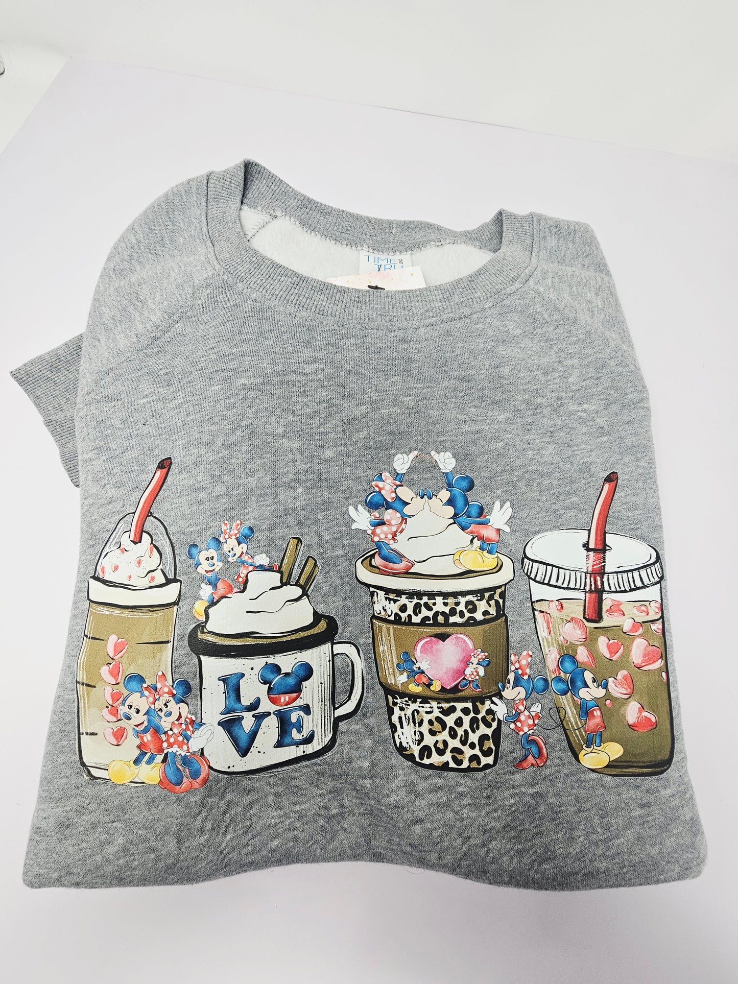 Mickey and Minnie coffee cup Sweatshirt