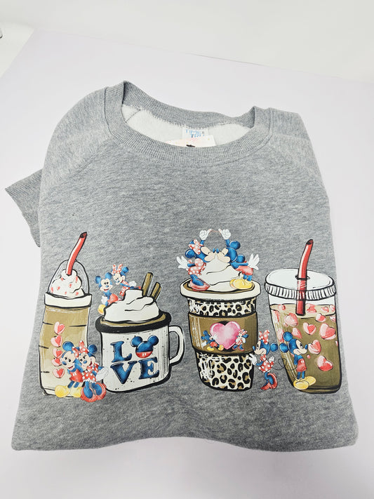 Mickey and Minnie coffee cup Sweatshirt