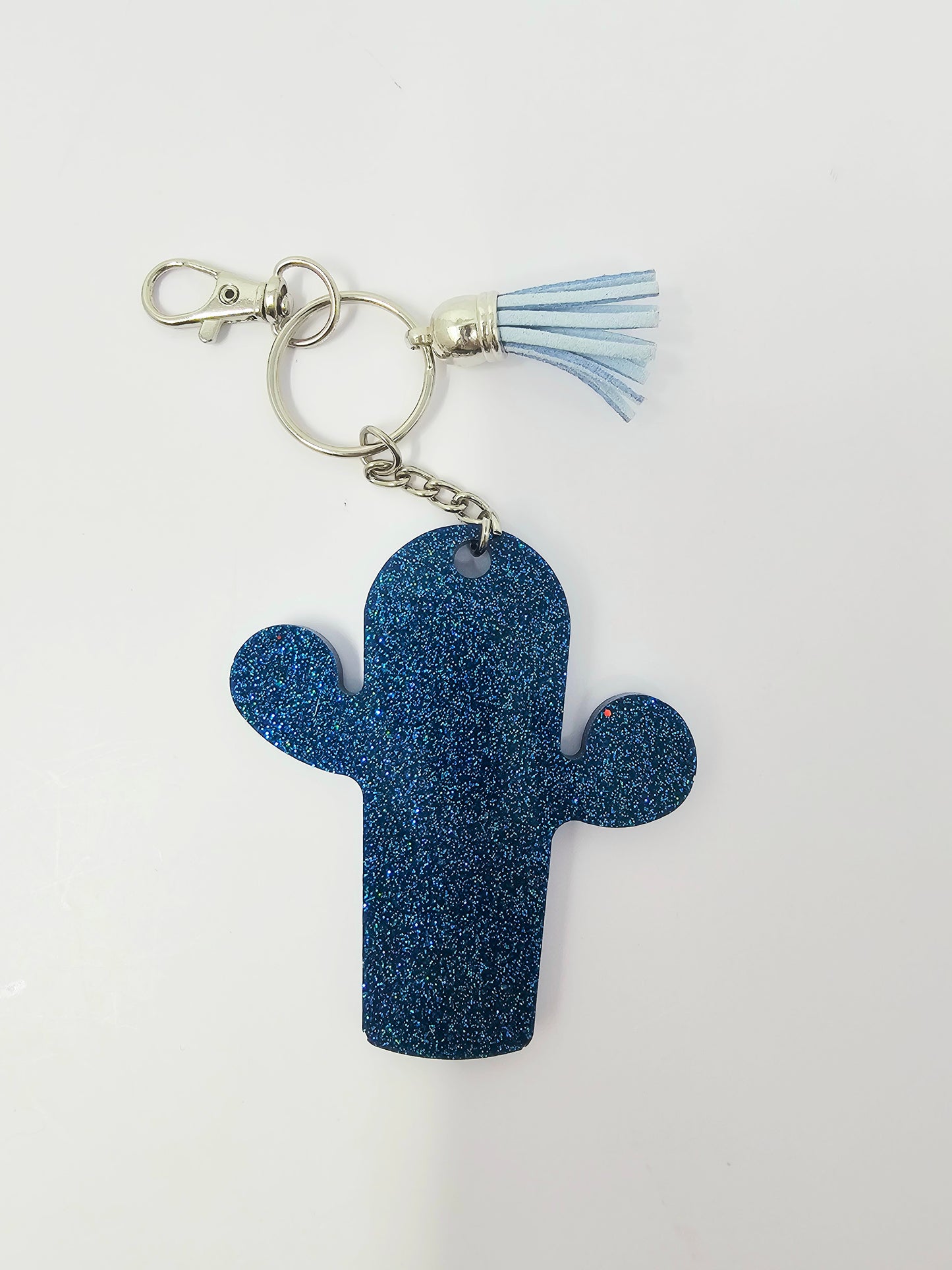 Ocean Blue🌵 Cactus shape glitter keychain