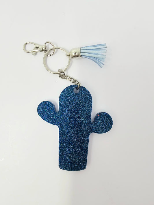 Ocean Blue🌵 Cactus shape glitter keychain
