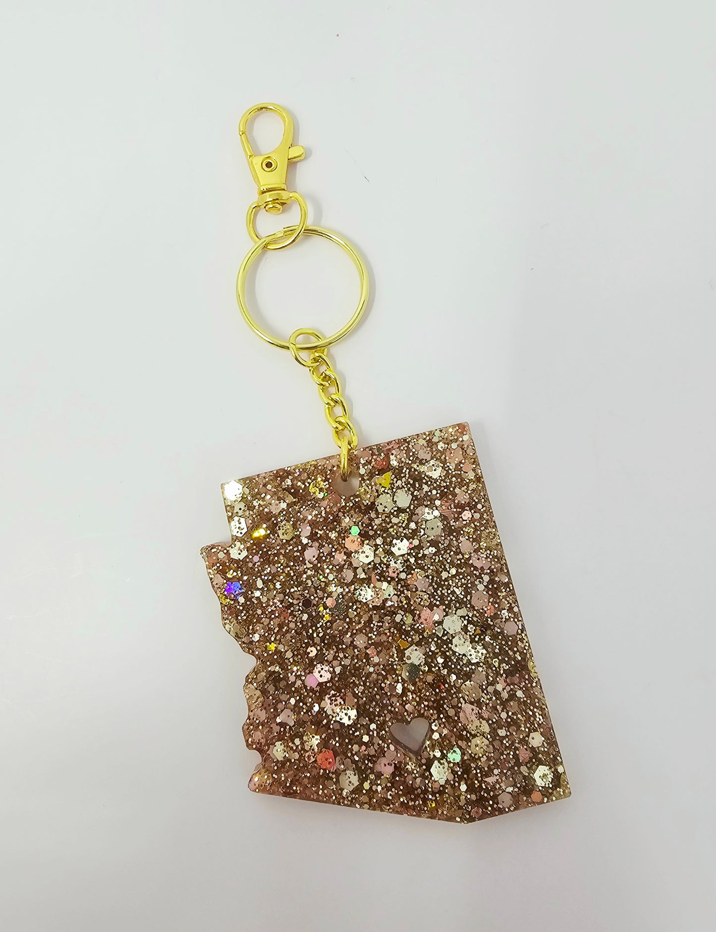"Rosy Gold" Glitter Arizona shape keychain