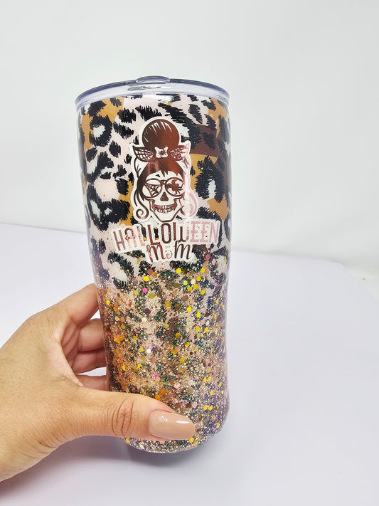 Halloween Mom 20oz glitter cup
