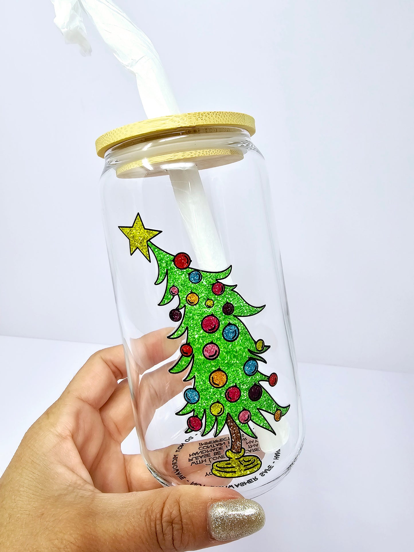 Leaning Christmas tree glittery dr seuss Glass Cup 16oz