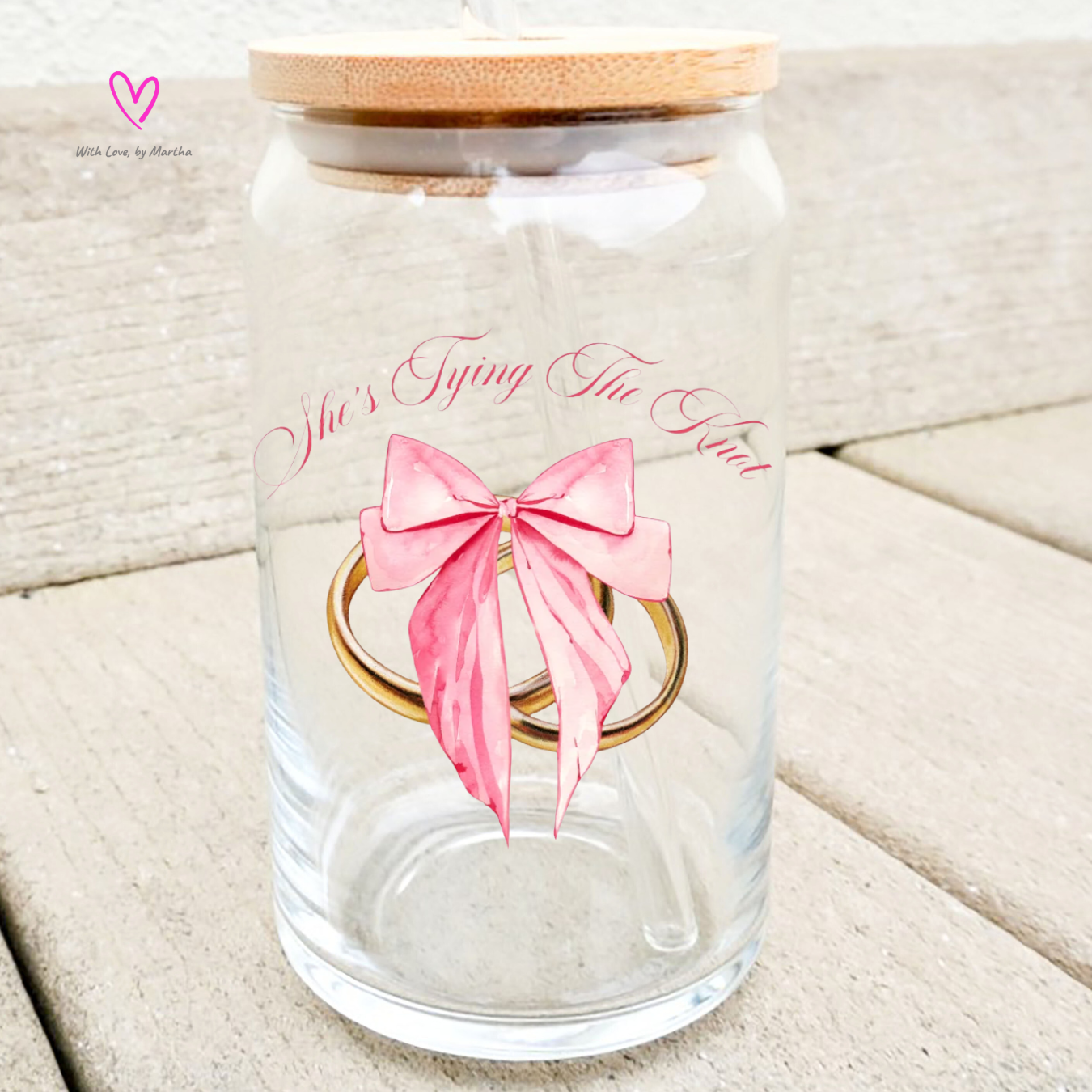 She's Tying the knot Glass cup 16oz