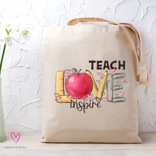 Teach LOVE Inspire cotton tote