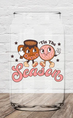 'Tis the Season Christmas Glass Cup 16oz